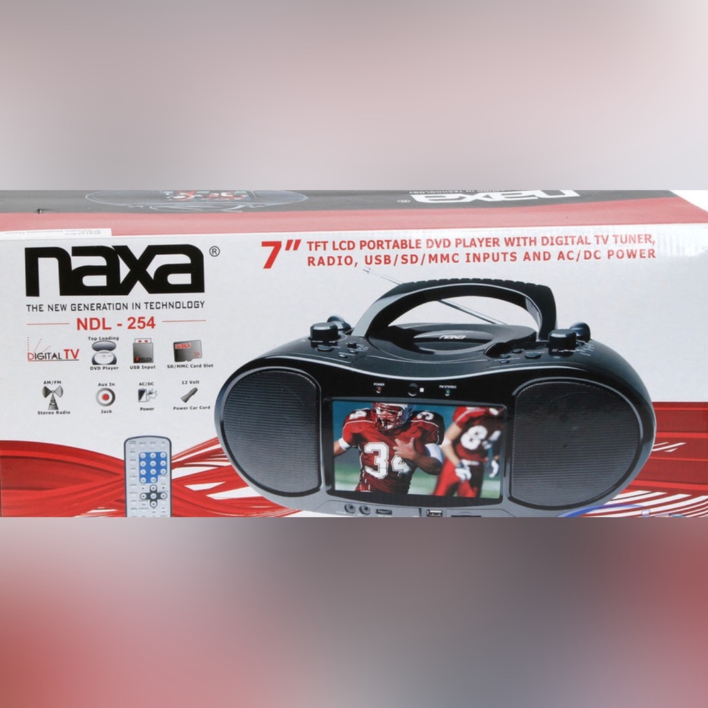 BRAND NEW! Naxa NDL-254 7" TFT LCD Display Portable DVD Player with AM/FM
